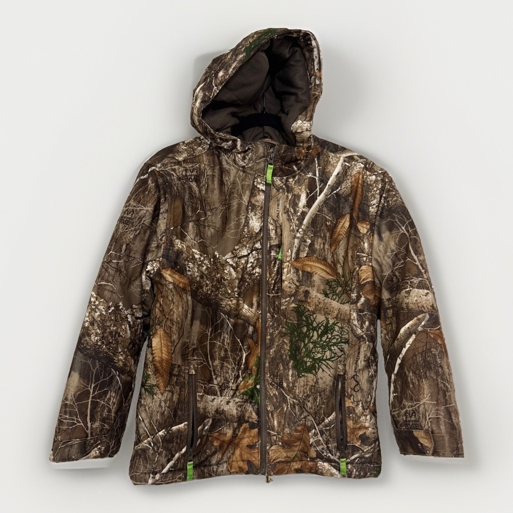 Realtree Edge Youth XL Camo Hooded Hunting Jacket Full Zip Warm Style 2450